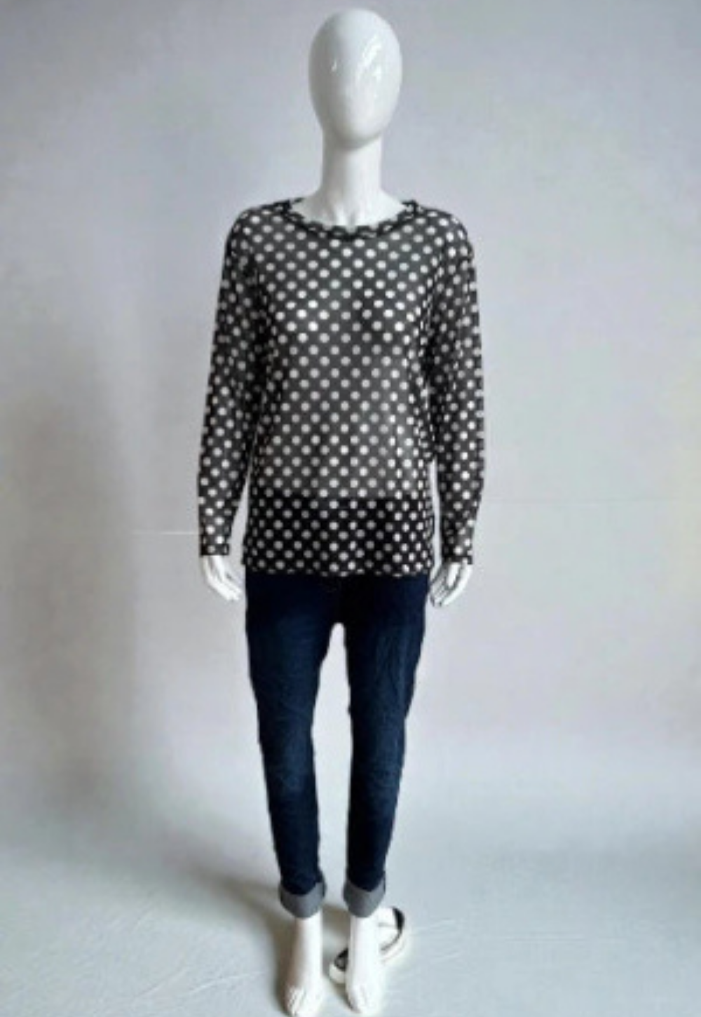 Made in Italy Polkadot Mesh Tops.