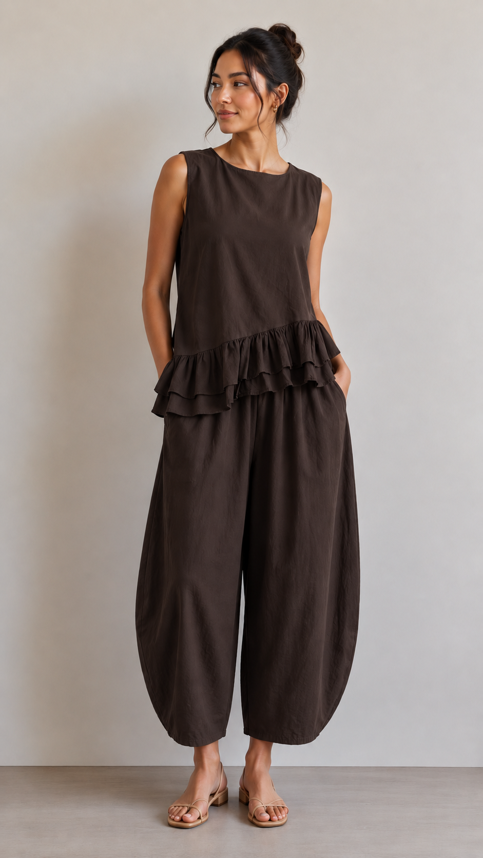 Made in Italy Cotton Frill Bottom Top