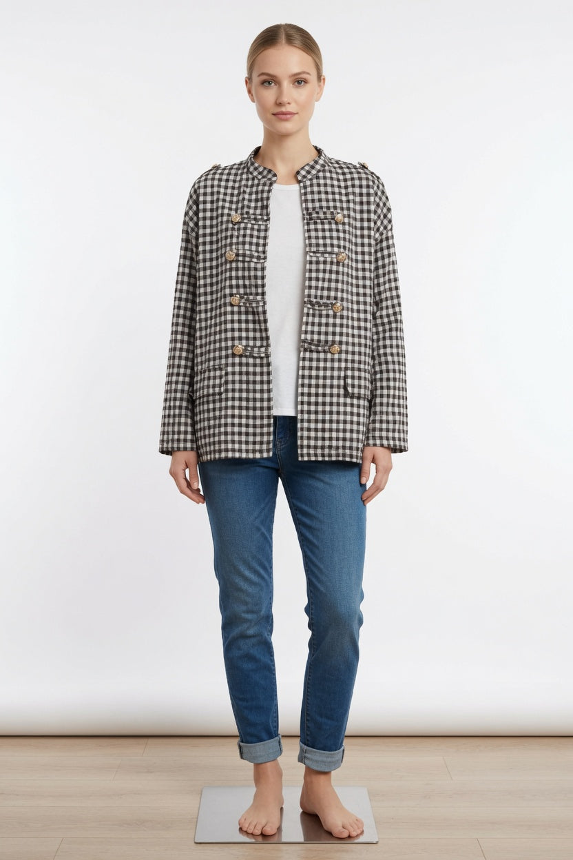 Gingham Military Jacket