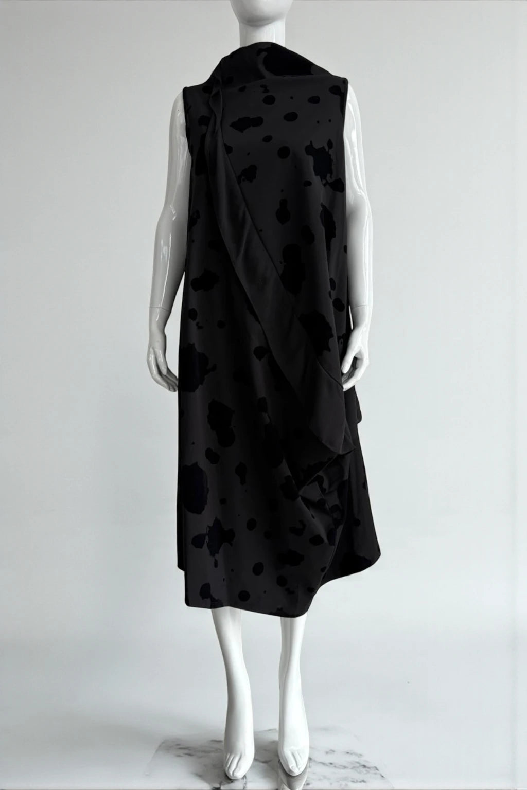 Made in Italy Abstract Cow Print Drape front Dress