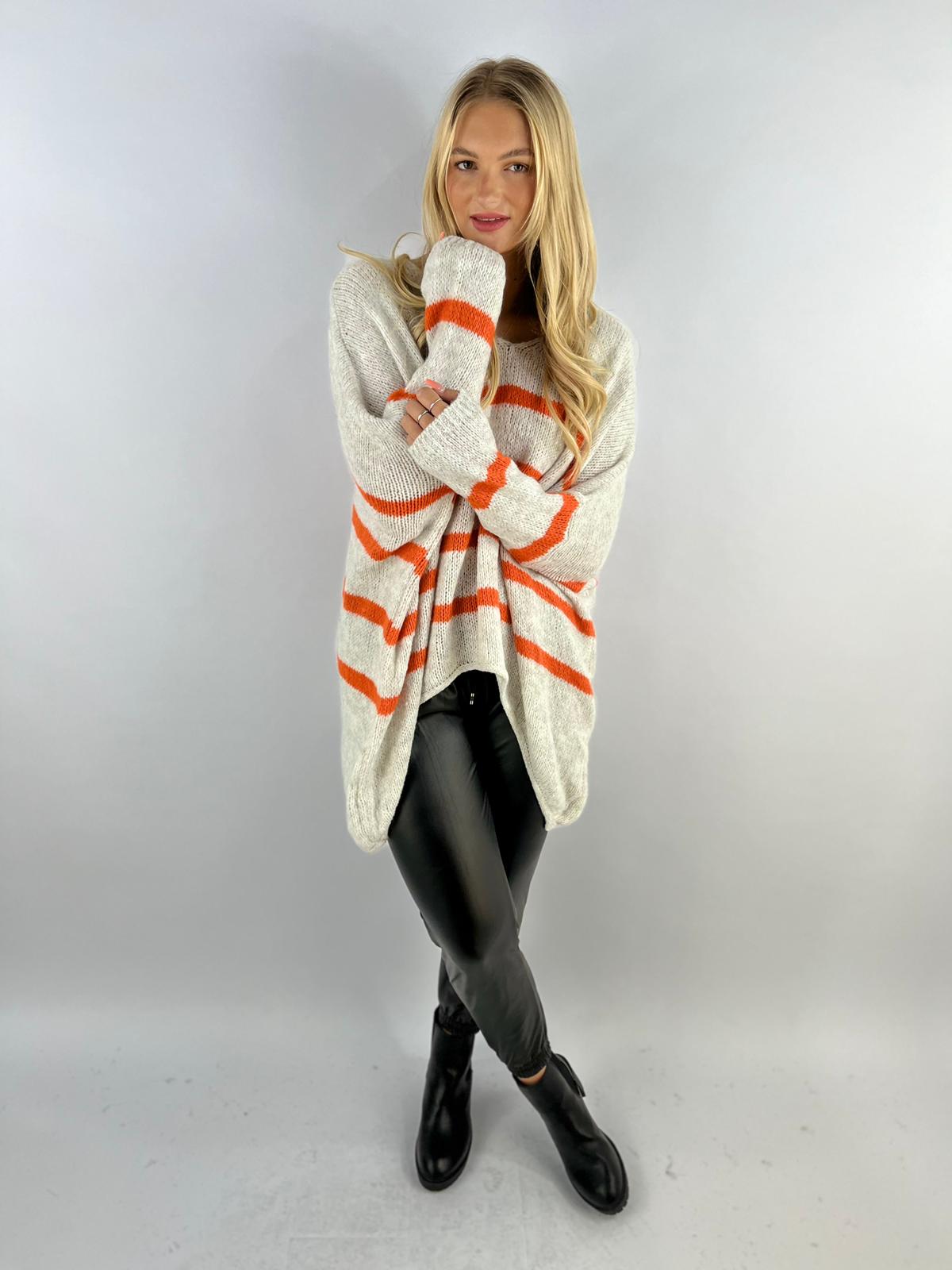 Wool Stripe Knitted Slouch Jumper