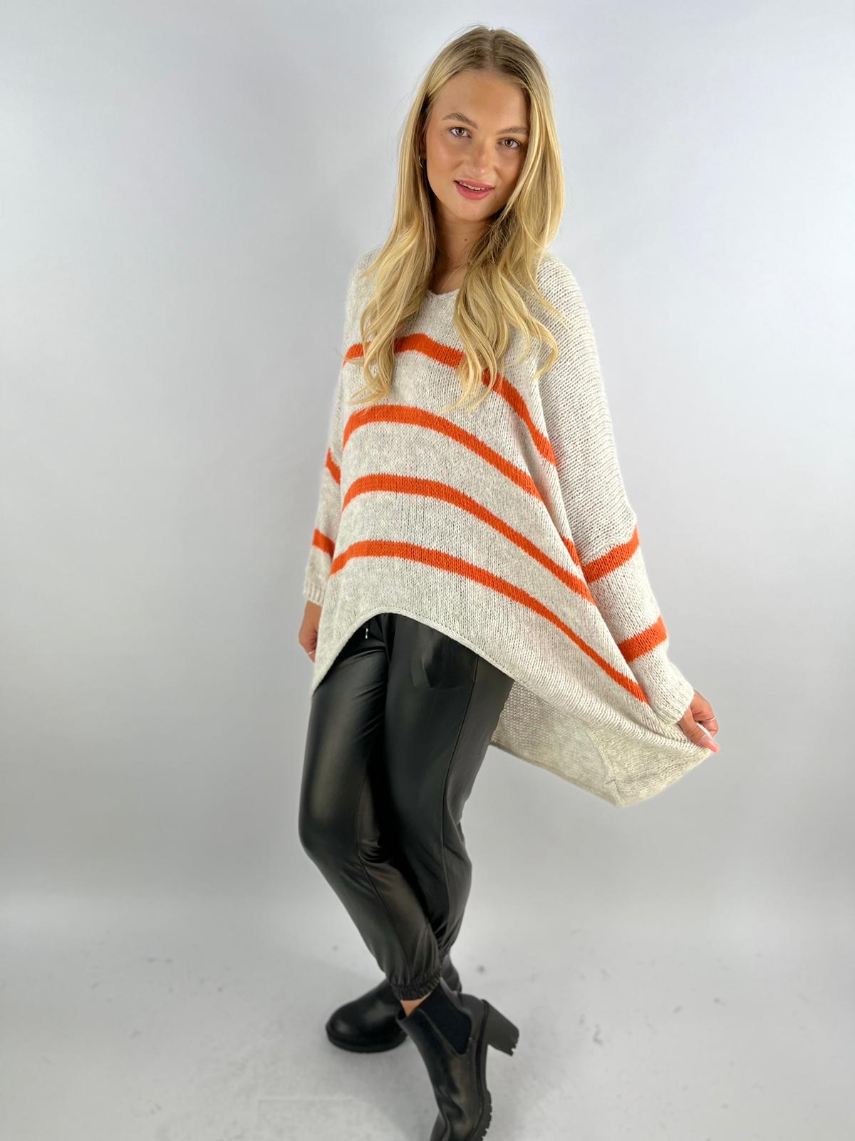 Wool Stripe Knitted Slouch Jumper