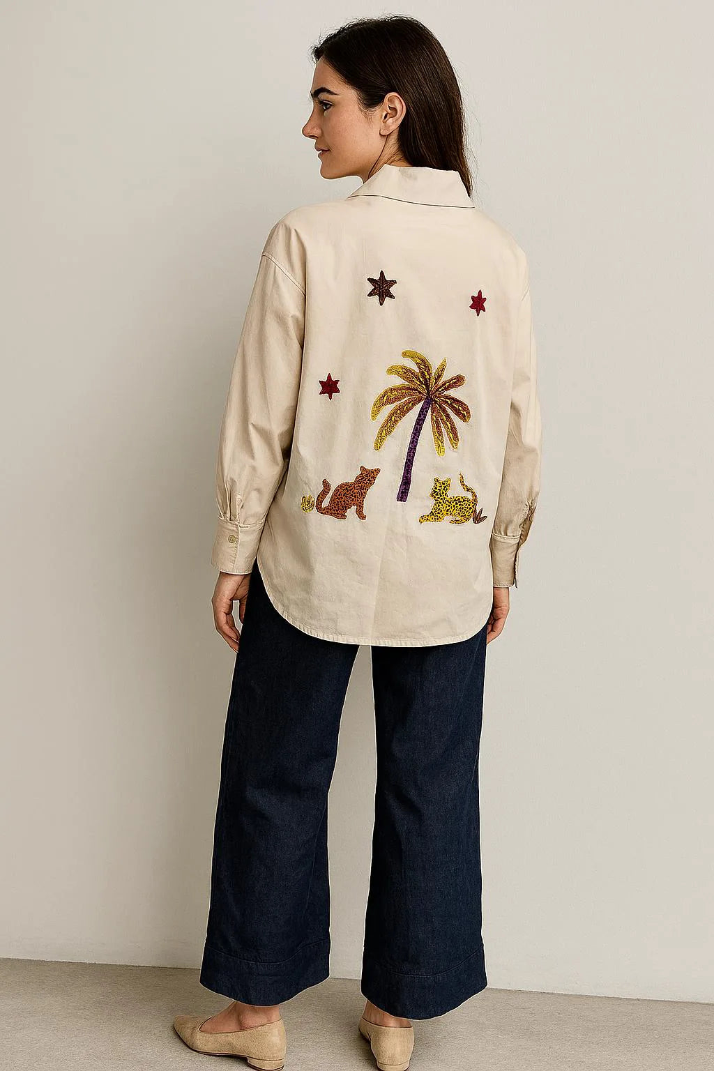 Made in Italy Embroided Palm tree Shirt