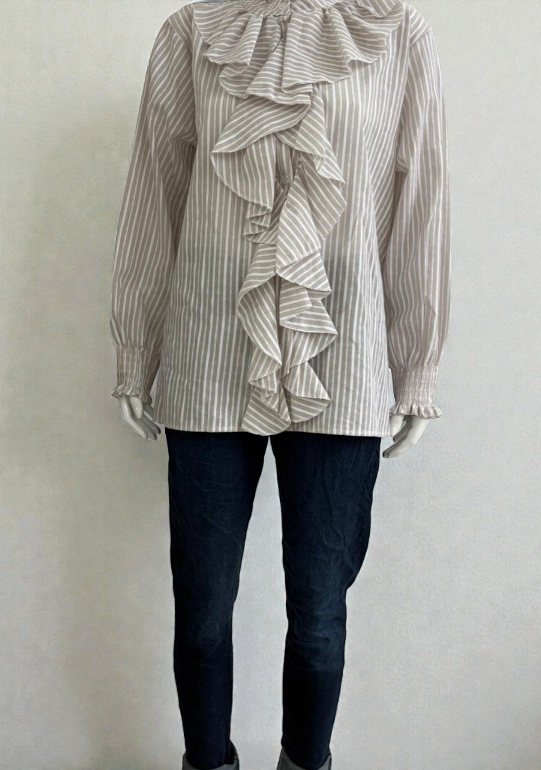 Made in Italy Stripe Frill Blouse Lagenlook