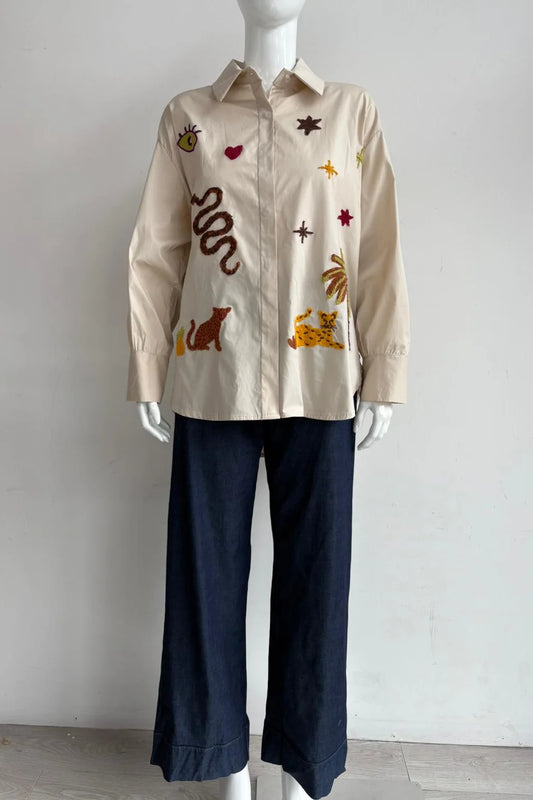 Made in Italy Embroided Palm tree Shirt