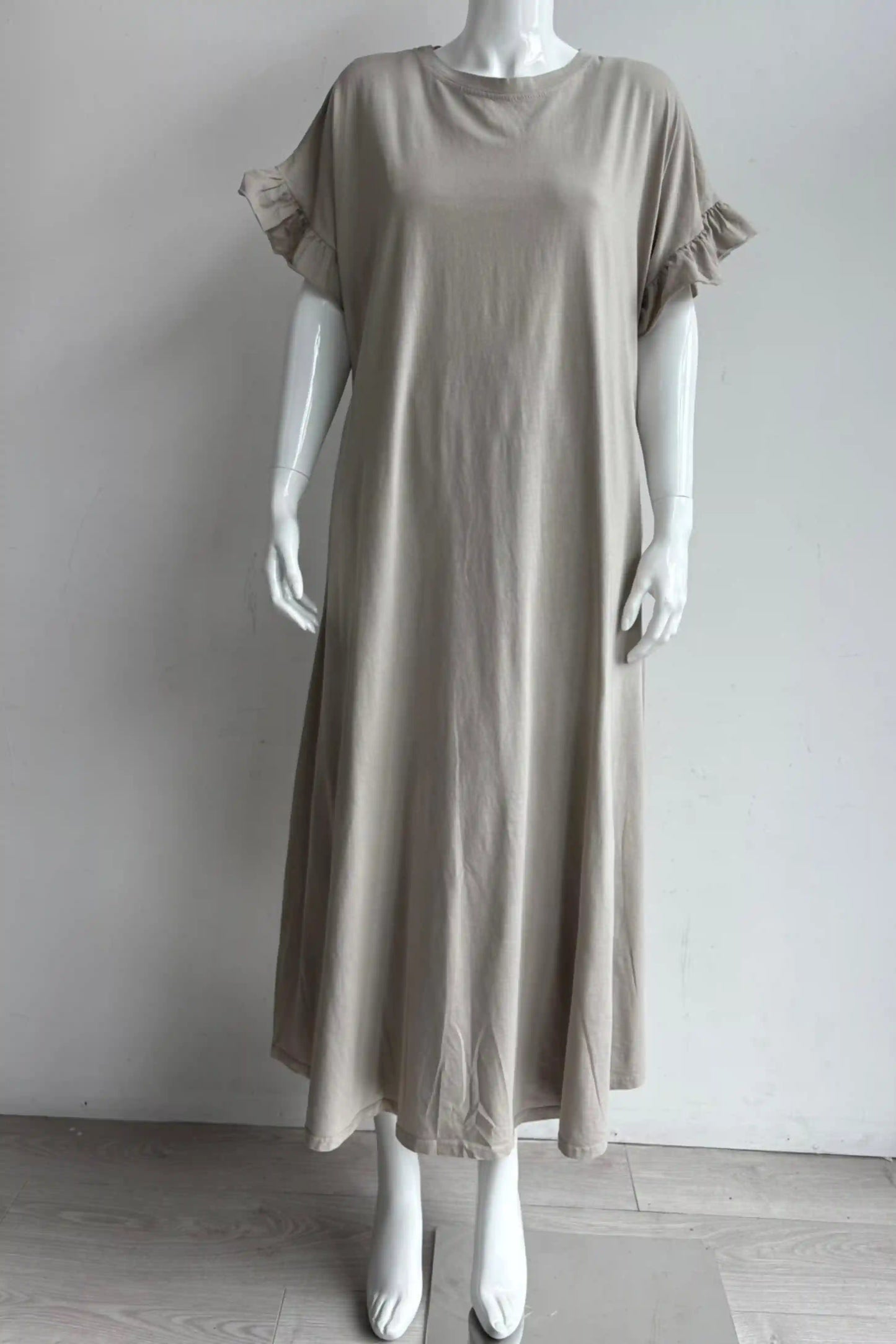 Jersey Frill Sleeve Midi Dress Lagenlook