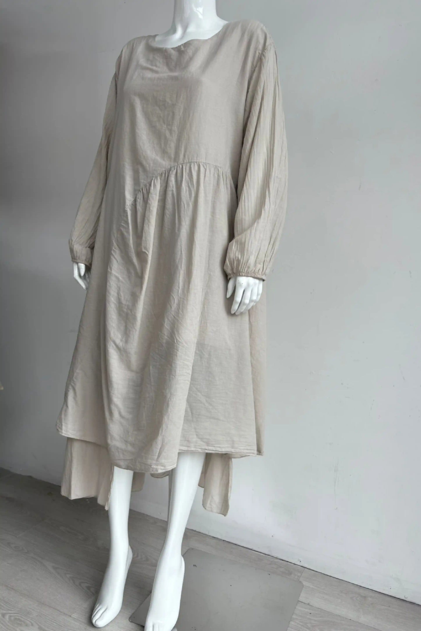 Made in Italy Cotton Pleat Side Dress