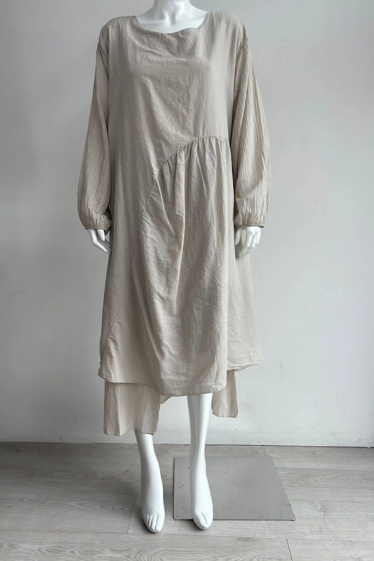 Made in Italy Cotton Pleat Side Dress