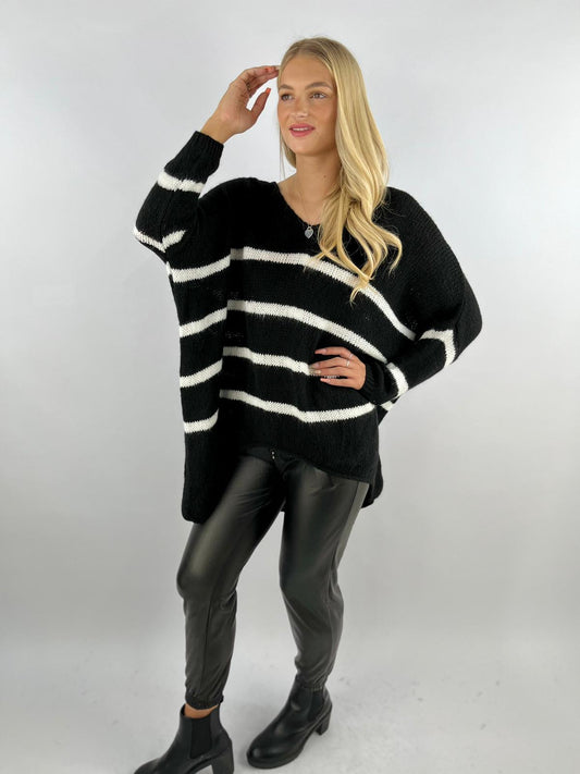 Women's Wool Stripe Knitted Slouch Jumper