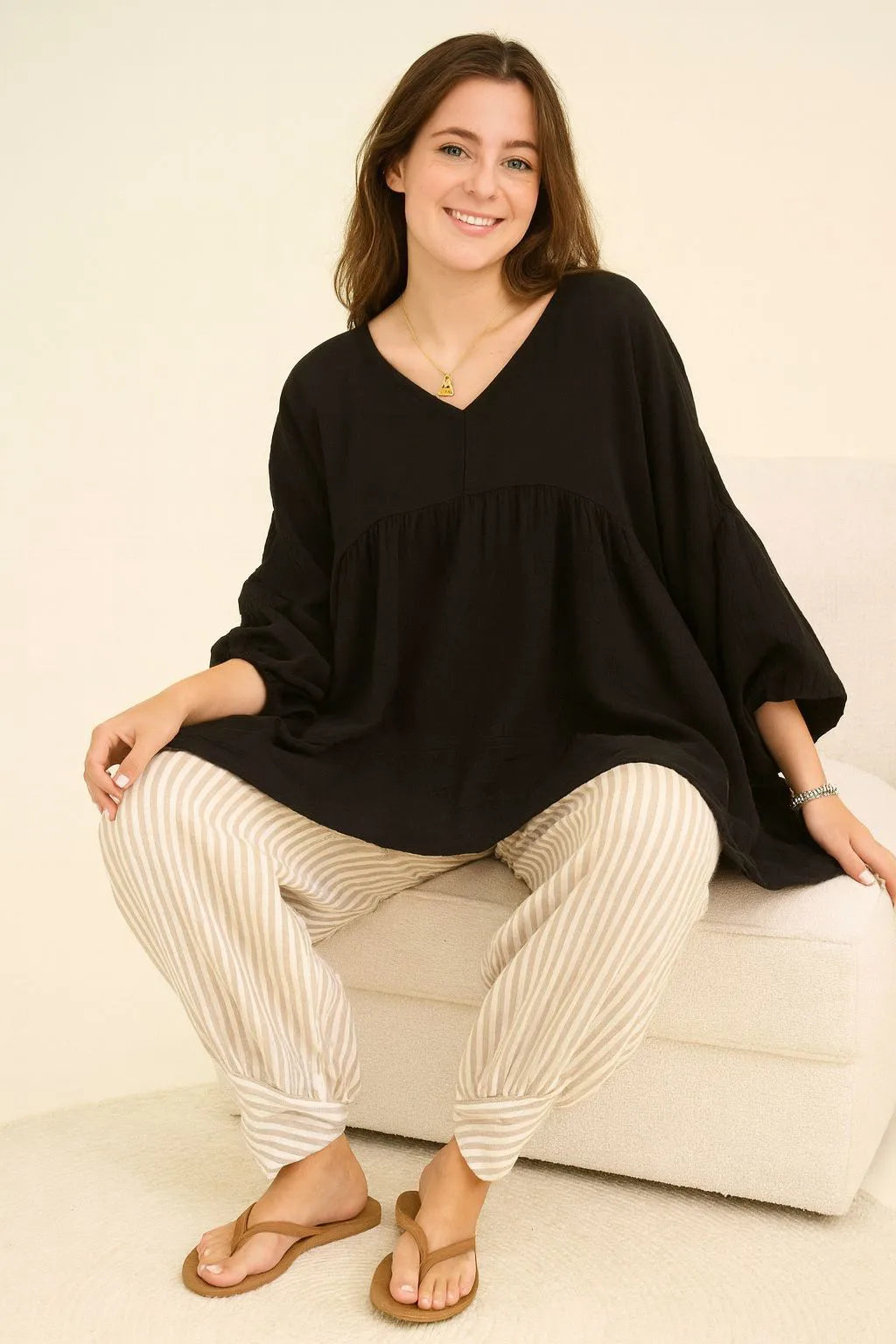 Made in Italy Cotton Smock Top
