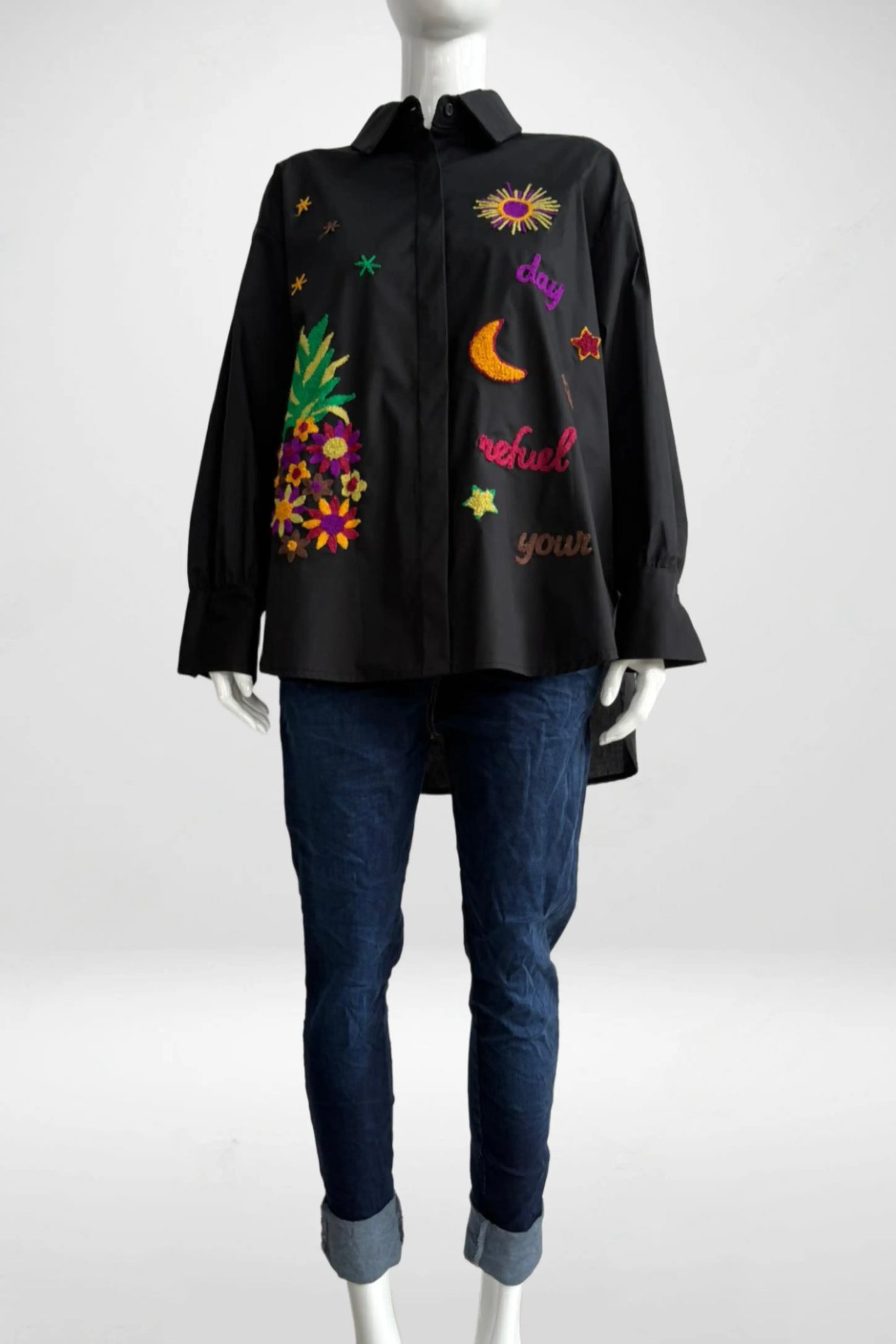 Zetaotton Embroidered Pineapple Shirt