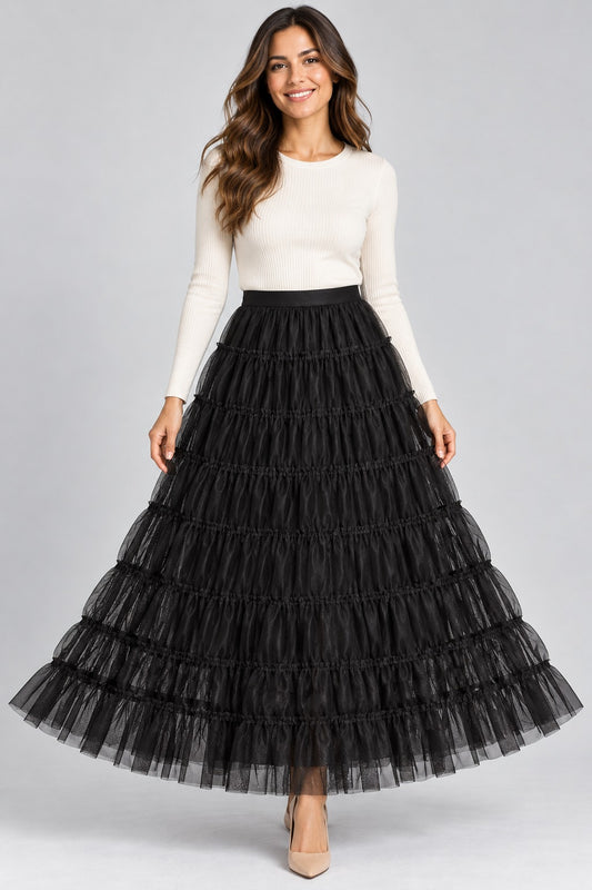 Women's Tiered Tulle Maxi Skirt