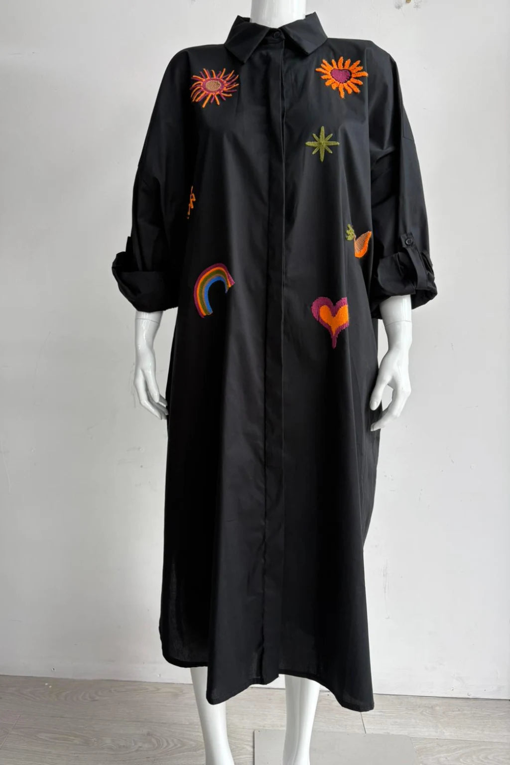 Zetaotto Embroidered Shirt Dress