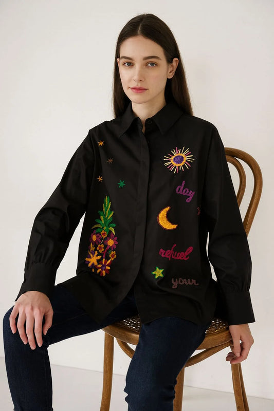 Zetaotton Embroidered Pineapple Shirt