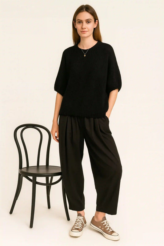 Wool Cap Sleeve Knit Top