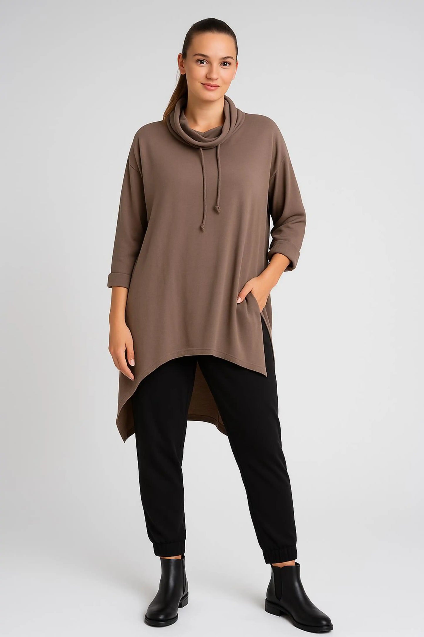 Made in Italy Cowl Sweat Tunic