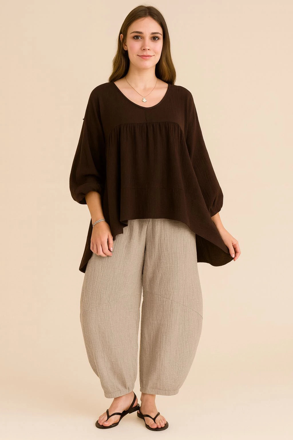 Made in Italy Cotton Smock Top
