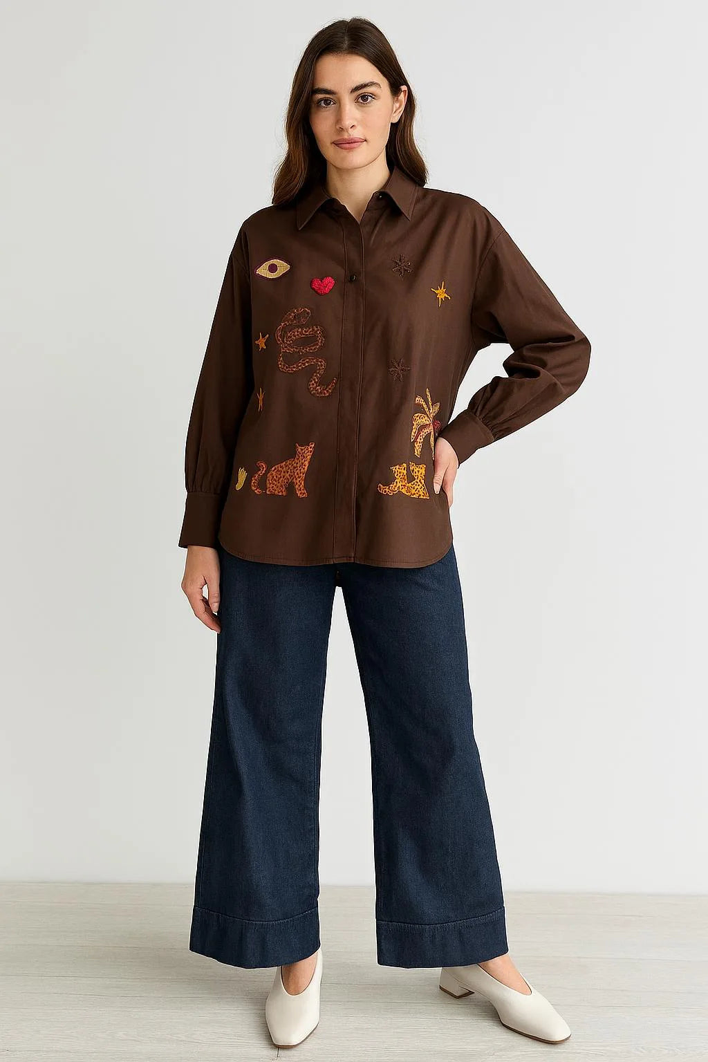 Made in Italy Embroided Palm tree Shirt