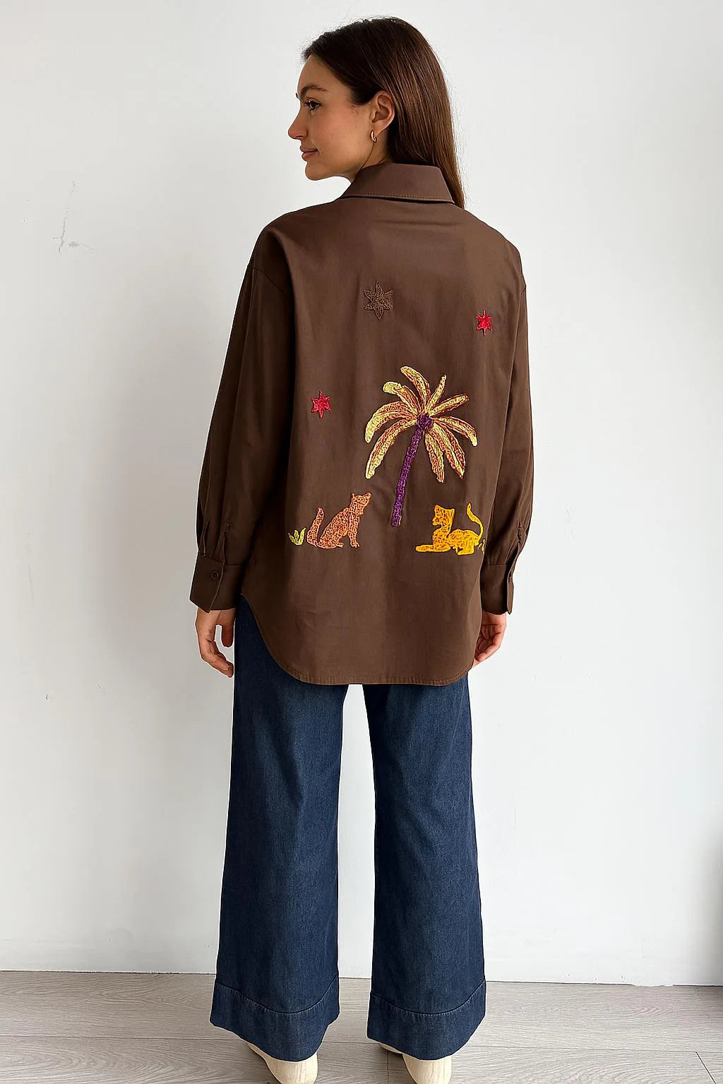 Made in Italy Embroided Palm tree Shirt