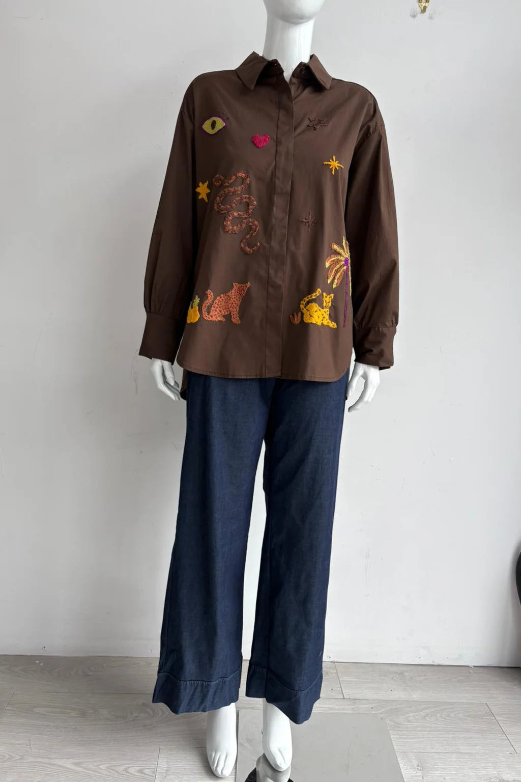 Made in Italy Embroided Palm tree Shirt