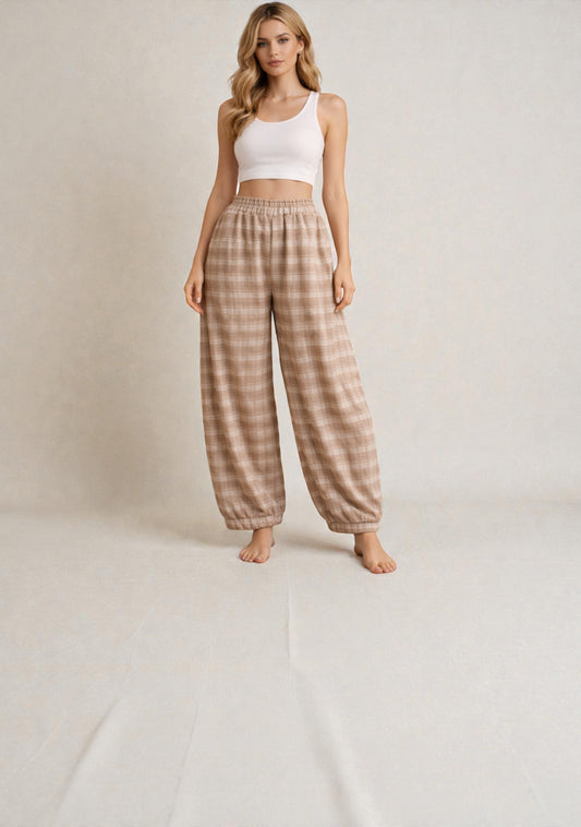 Made in Italy Plaid Baloon Pant