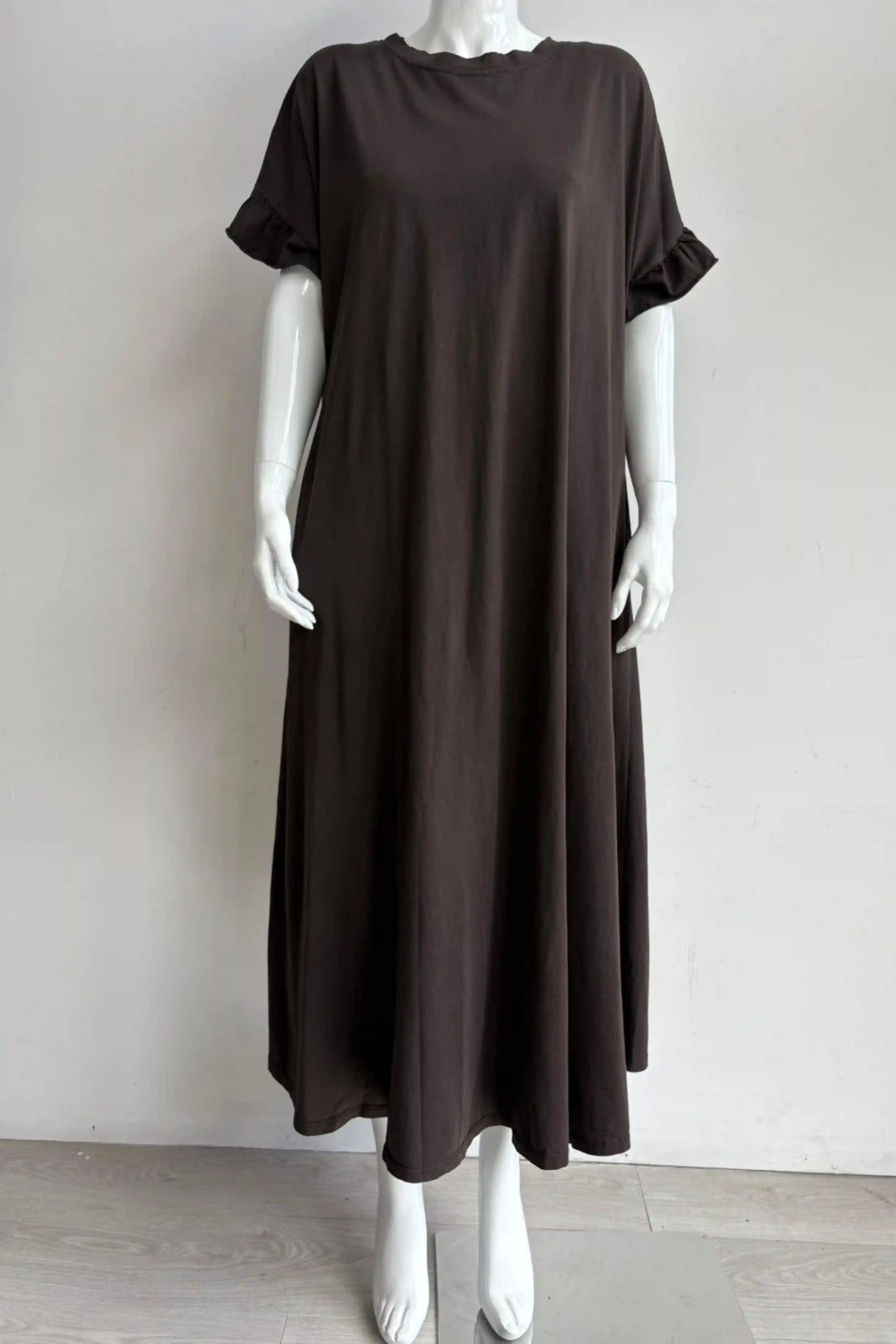 Jersey Frill Sleeve Midi Dress Lagenlook