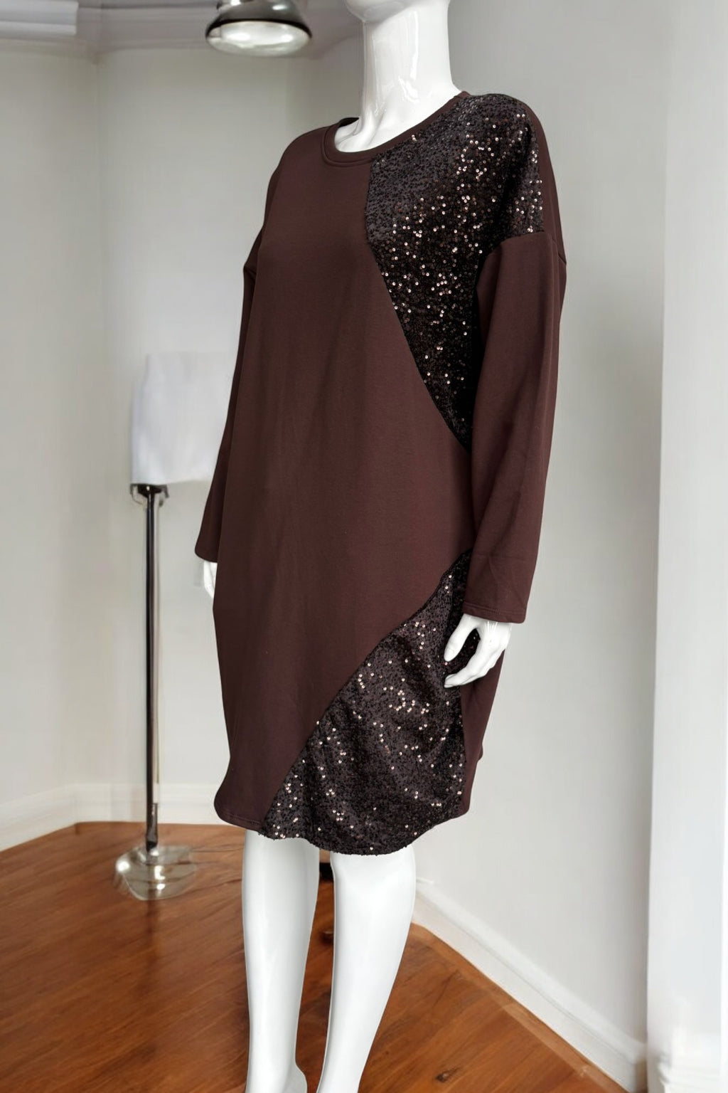 Made in Italy Sequin Trim Dress Partywear