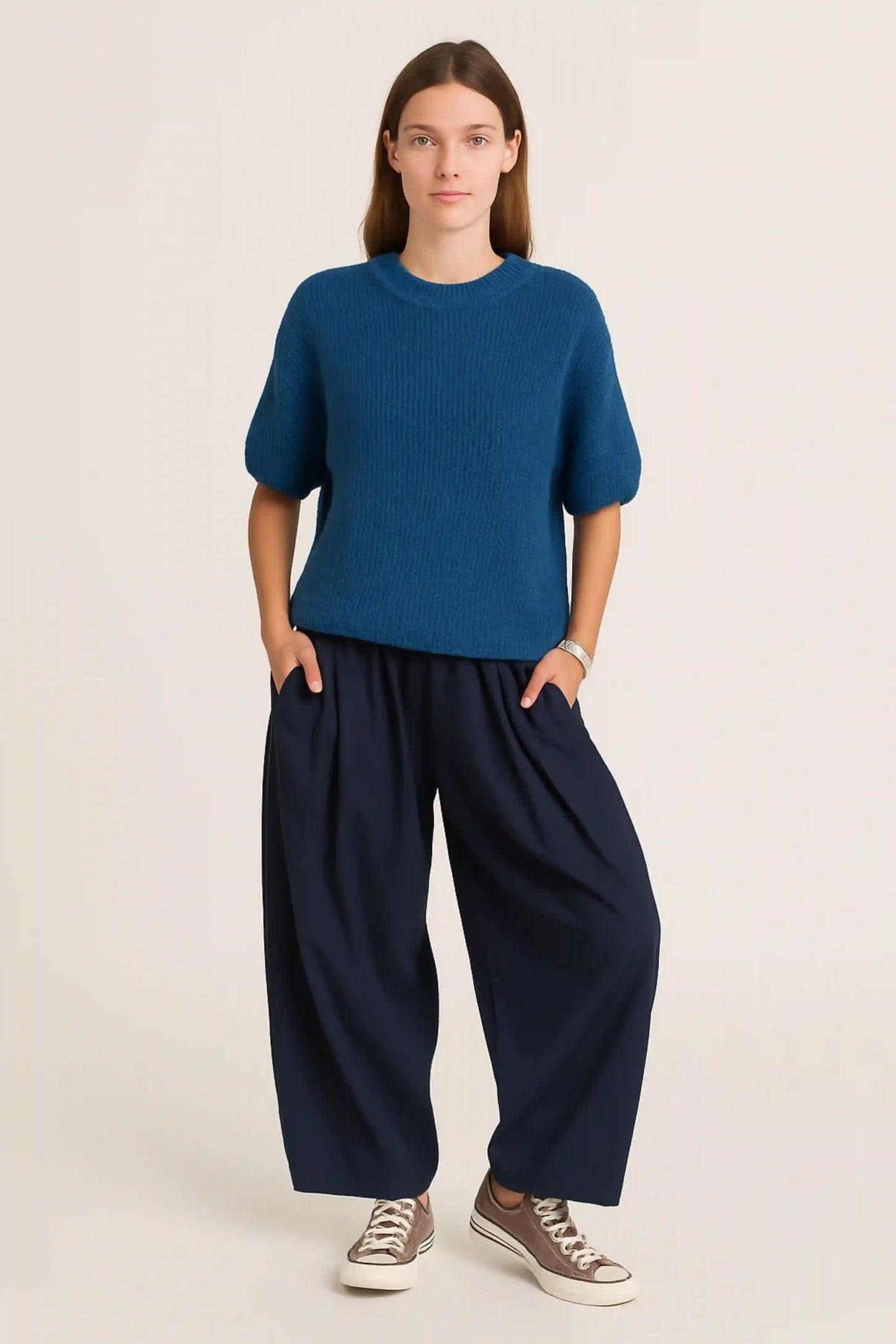 Wool Cap Sleeve Knit Top