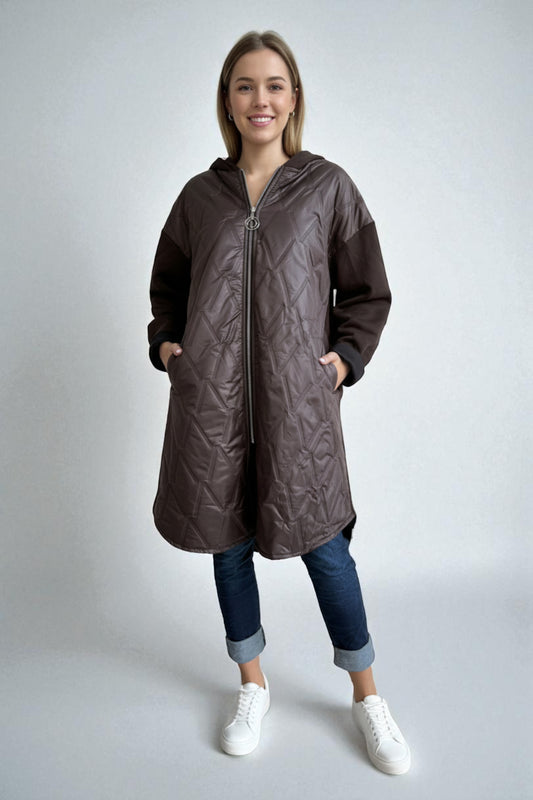 Women's Quilted Puffer Jacket with Zip Closure