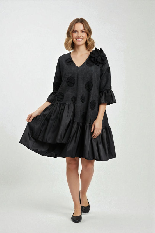 Made in Italy V Neck Pattern Dress Partywear