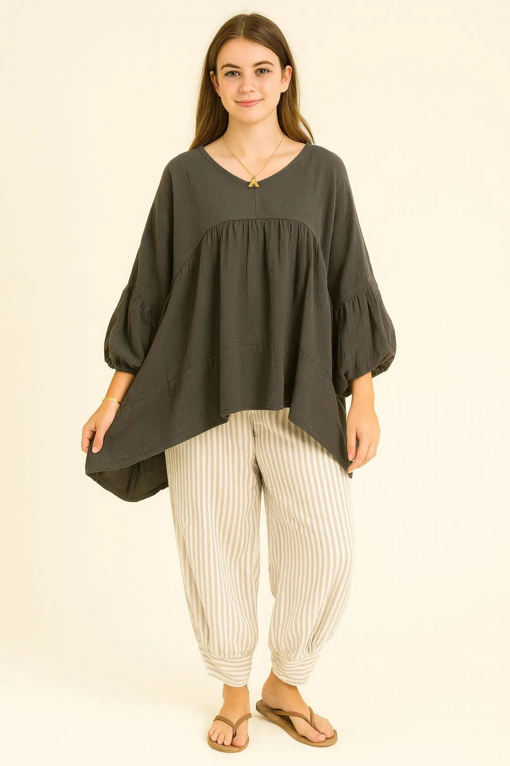 Made in Italy Cotton Smock Top