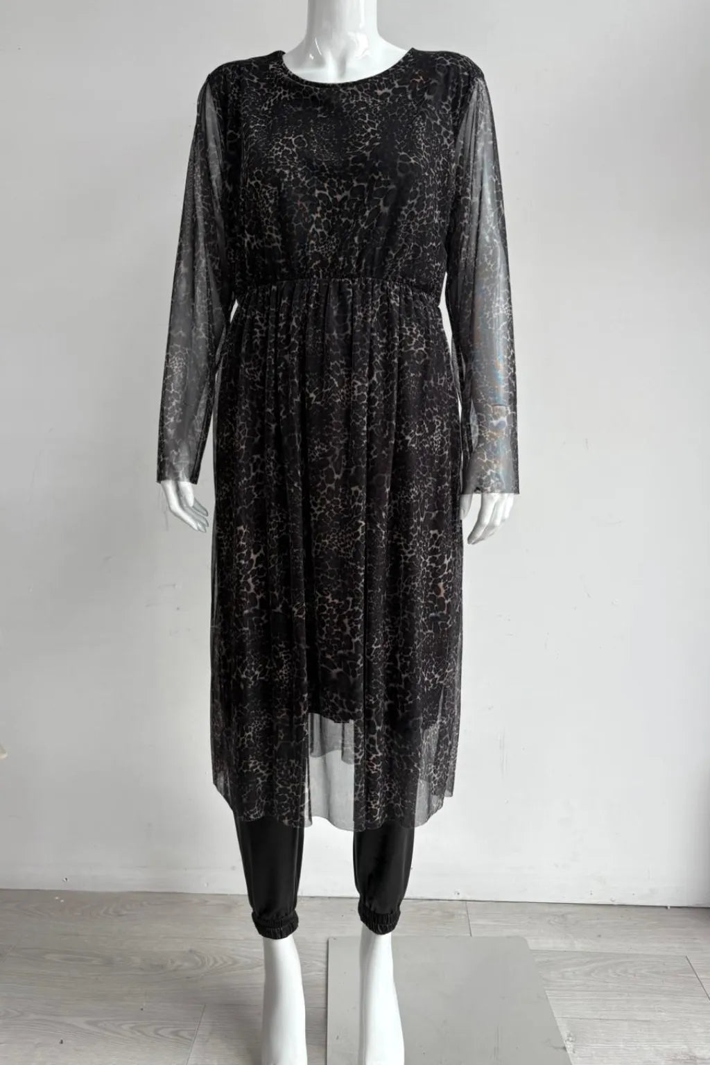 Leopard Print Stretchy Tulle Dress