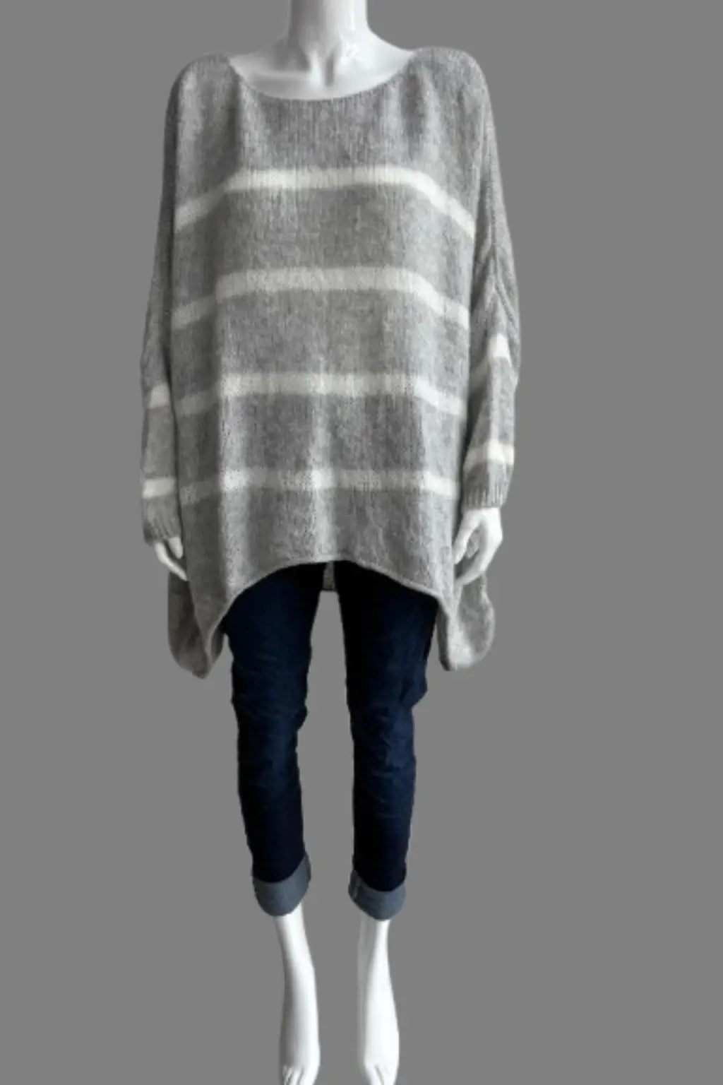 Wool Stripe Knitted Slouch Jumper