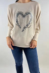 Made in Italy Sequin Heart Scoop Knit Jumper