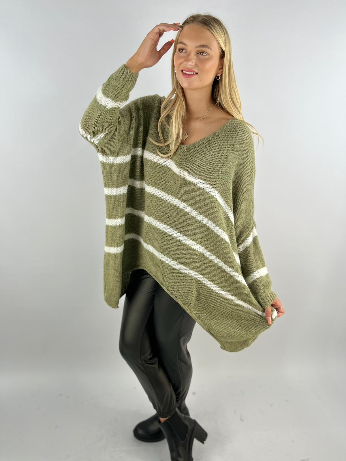 Wool Stripe Knitted Slouch Jumper