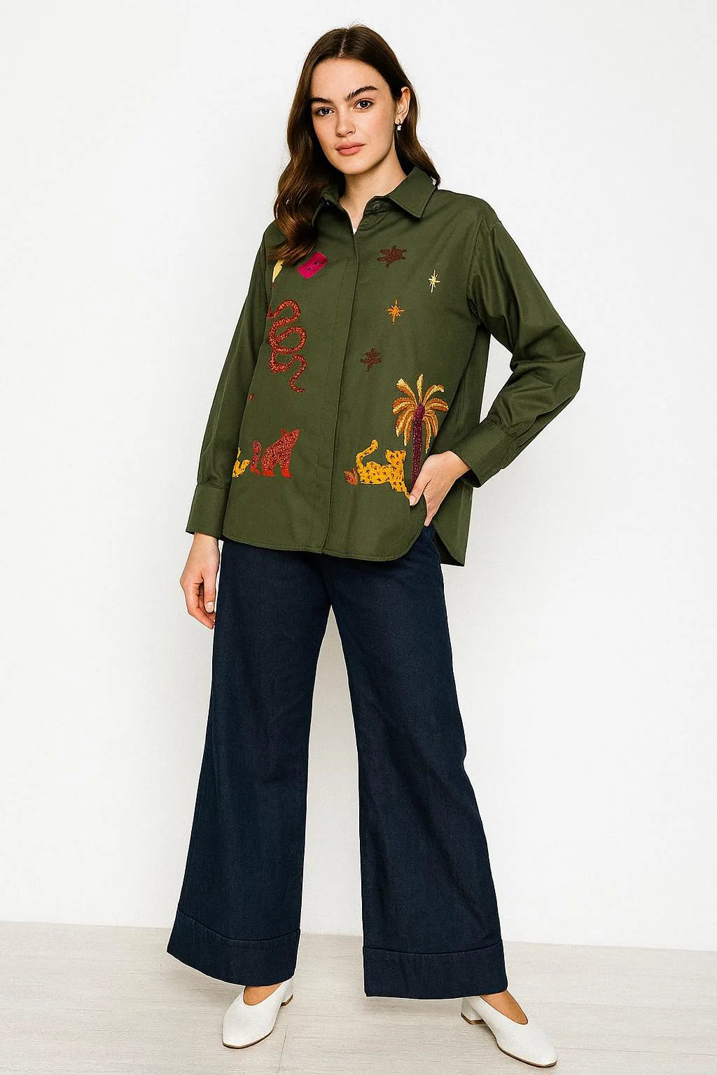 Made in Italy Embroided Palm tree Shirt