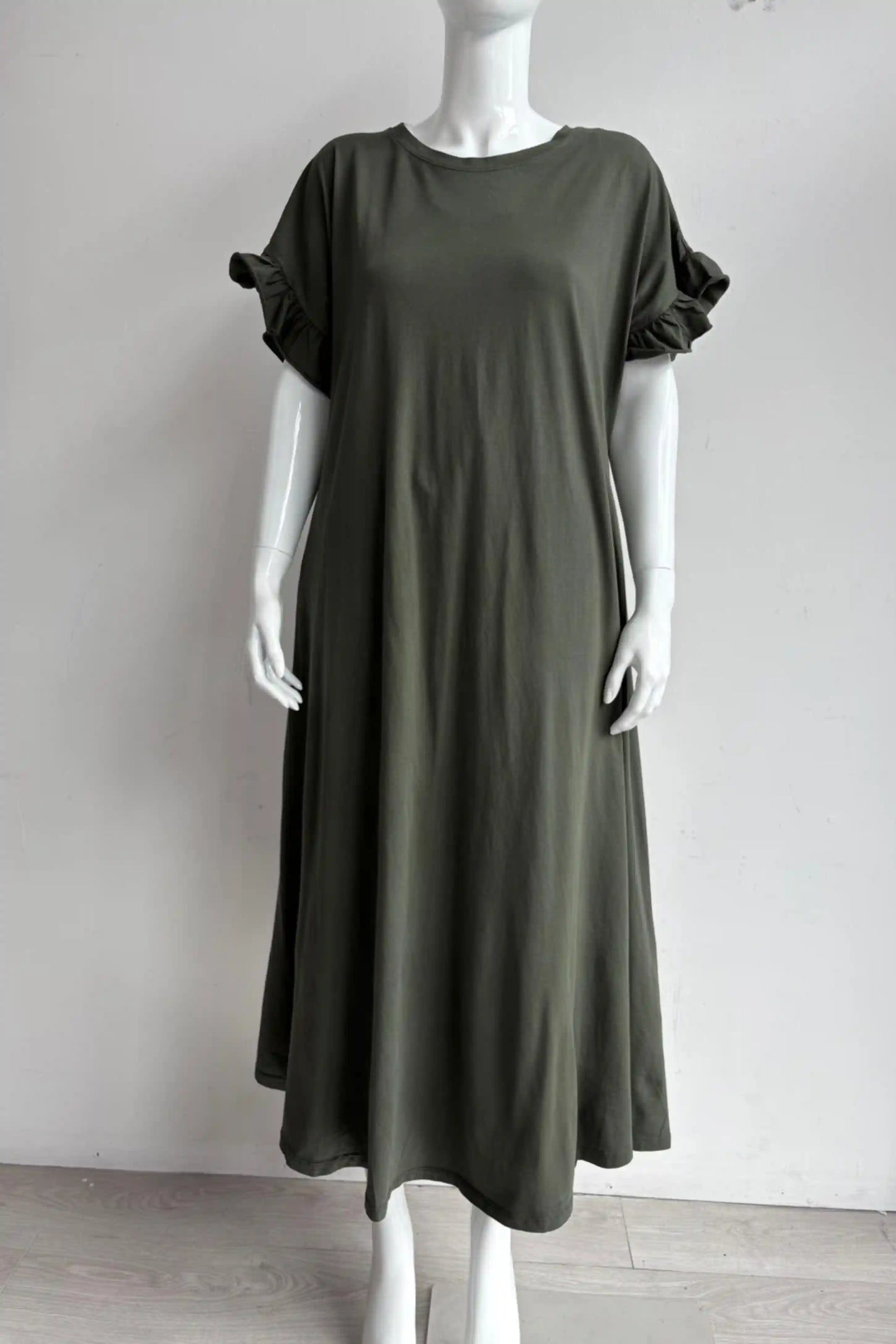 Jersey Frill Sleeve Midi Dress Lagenlook