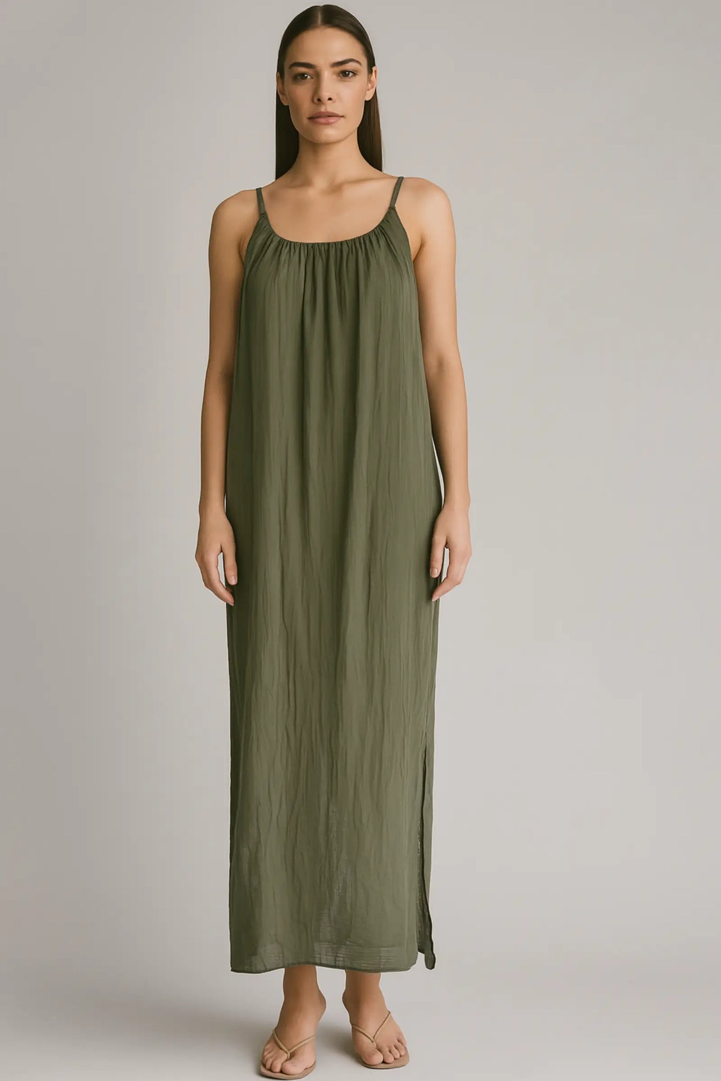Cotton Strap Maxi Dress
