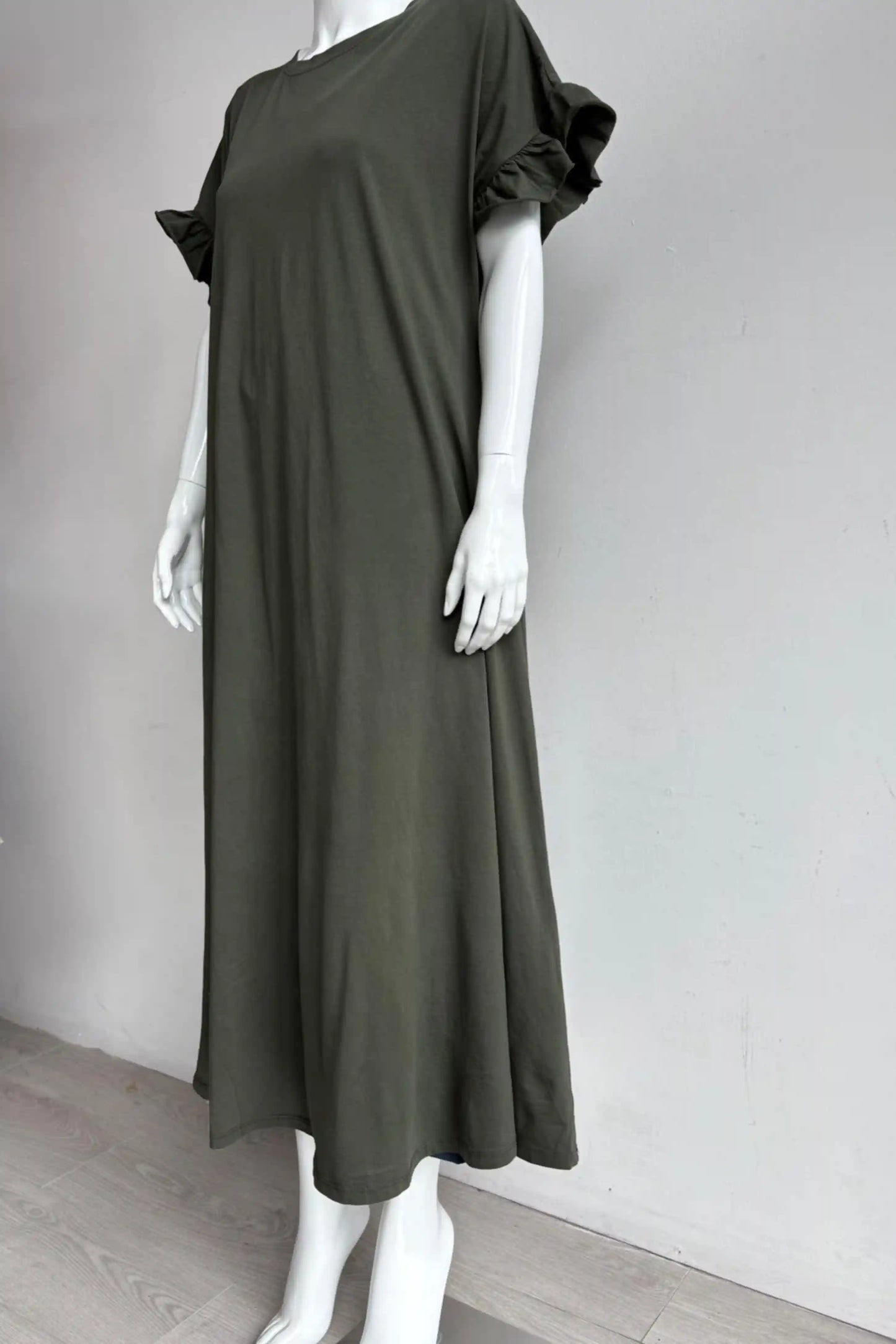 Jersey Frill Sleeve Midi Dress Lagenlook