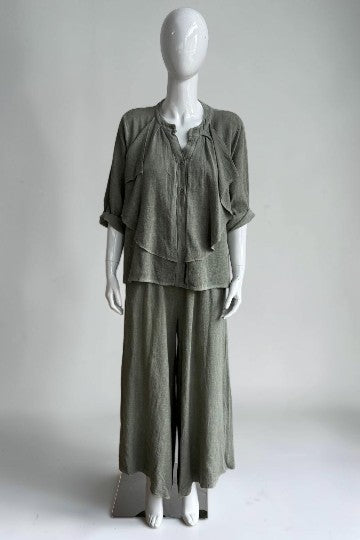 Linen Frill Shirt Lagenlook