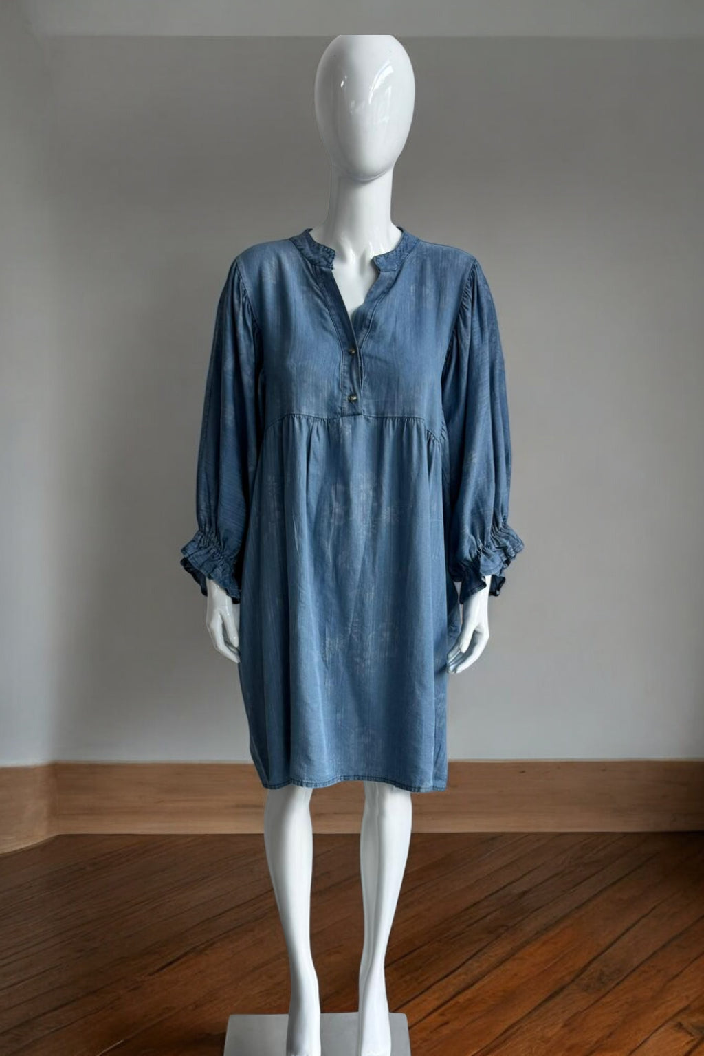 Made in Italy Printed Denim Smock Dress
