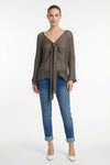 Tie Ruched Cotton Knit Top