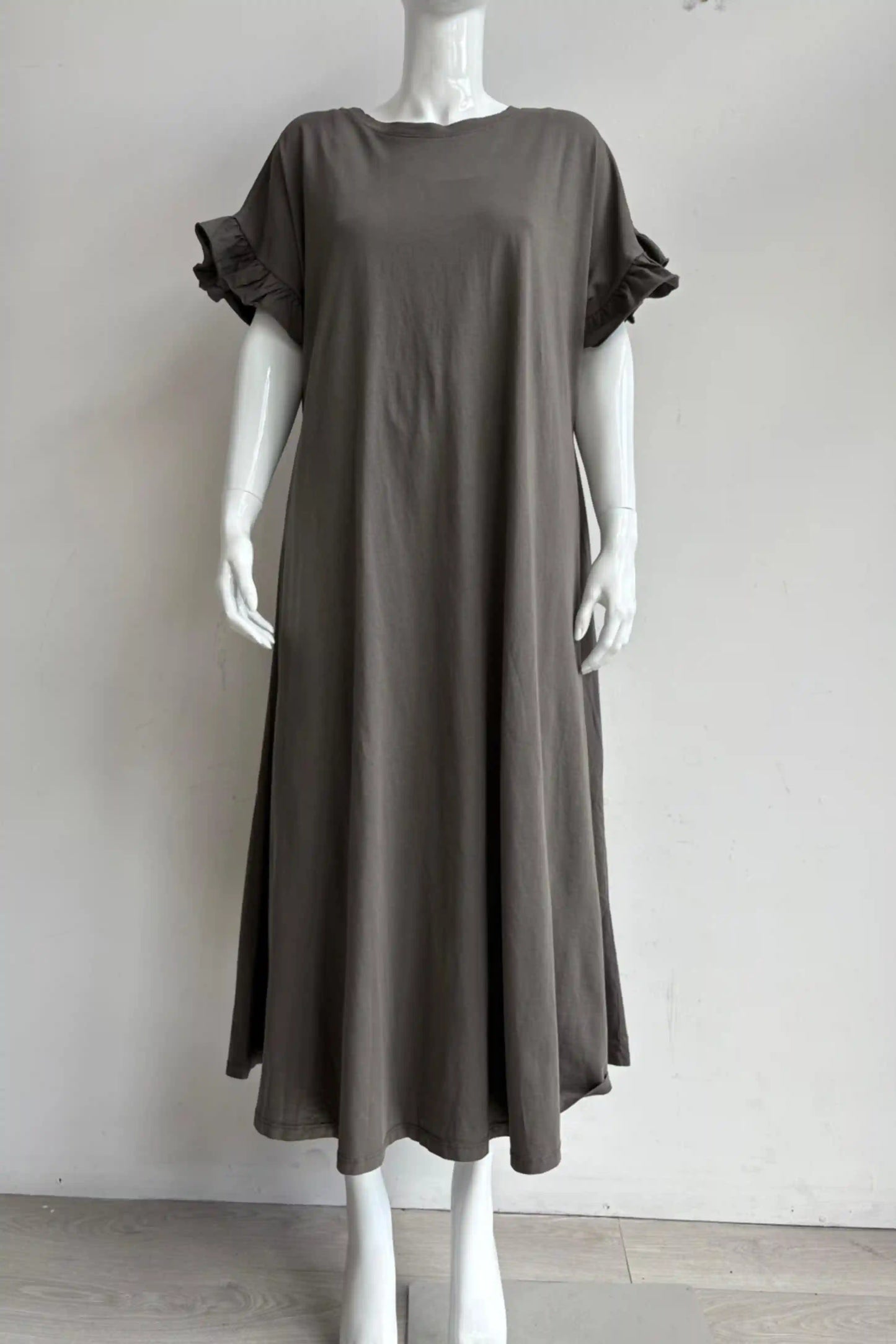 Jersey Frill Sleeve Midi Dress Lagenlook