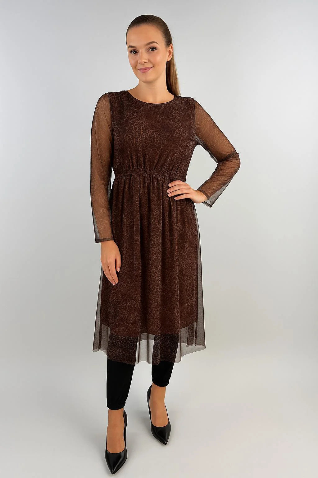 Leopard Print Stretchy Tulle Dress