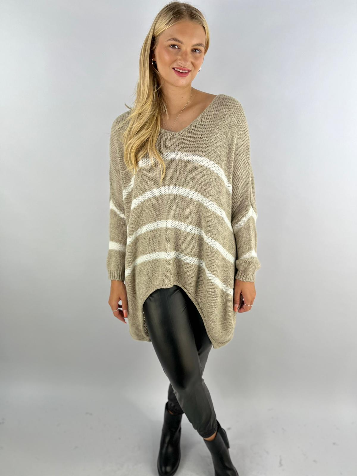 Wool Stripe Knitted Slouch Jumper