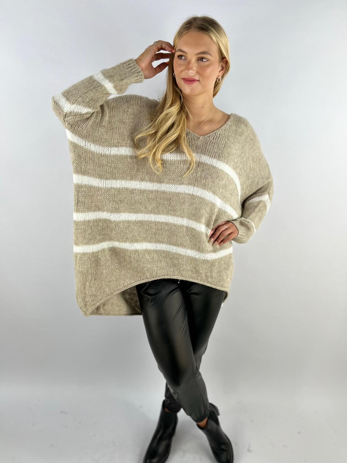 Wool Stripe Knitted Slouch Jumper