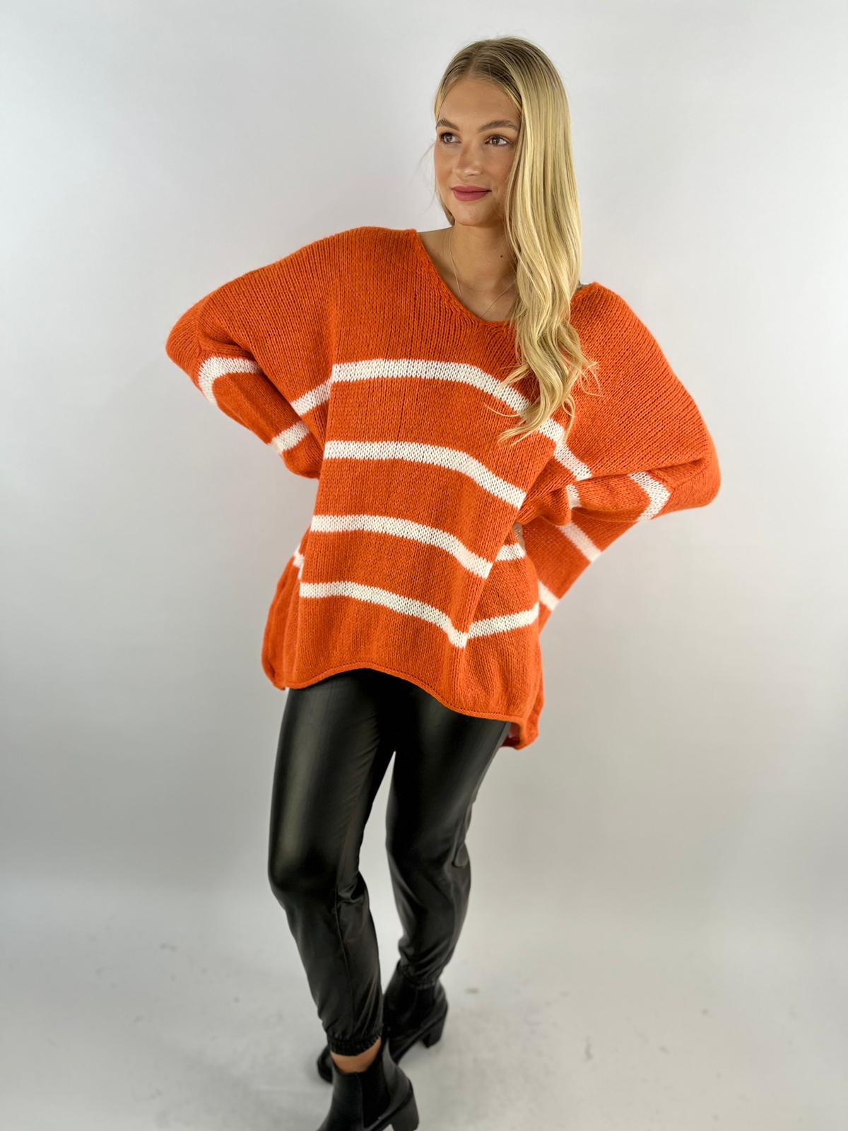 Wool Stripe Knitted Slouch Jumper