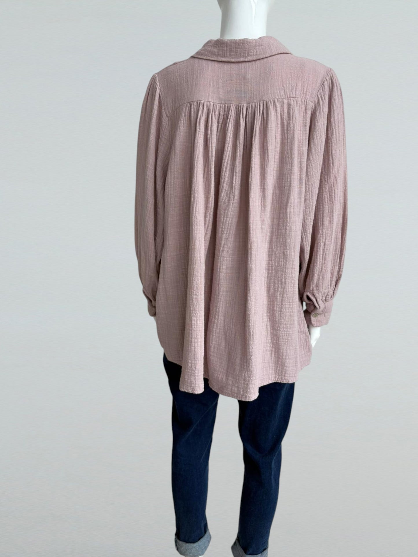 Cotton Smock button Neck Shirt