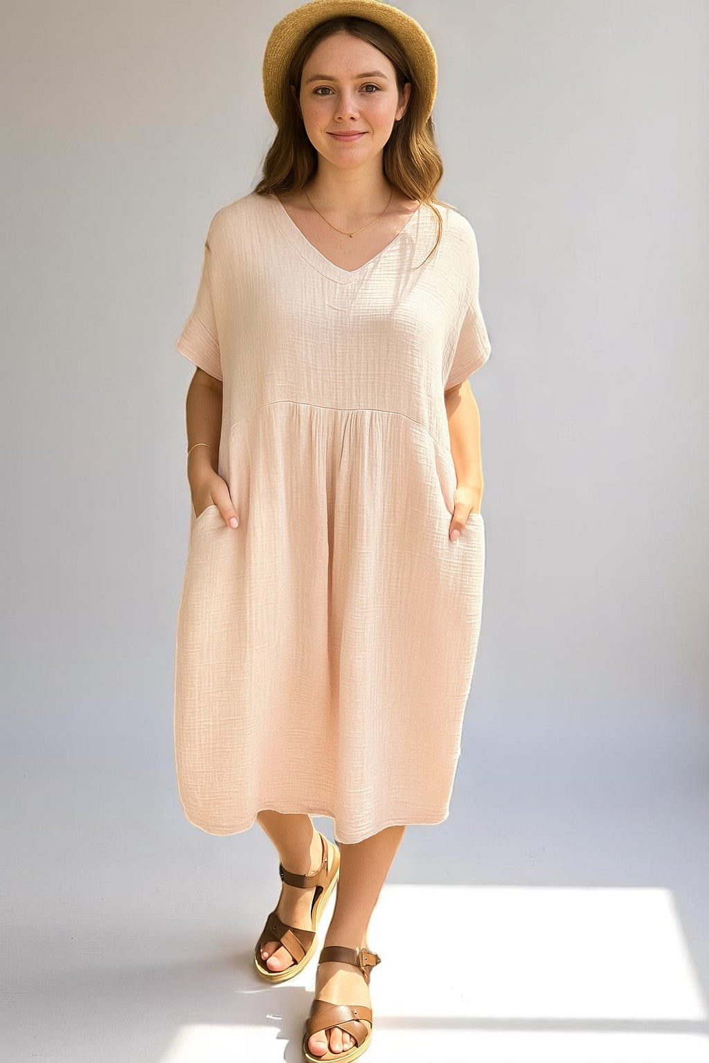 Pleated Cocoon Dress Lagenlook