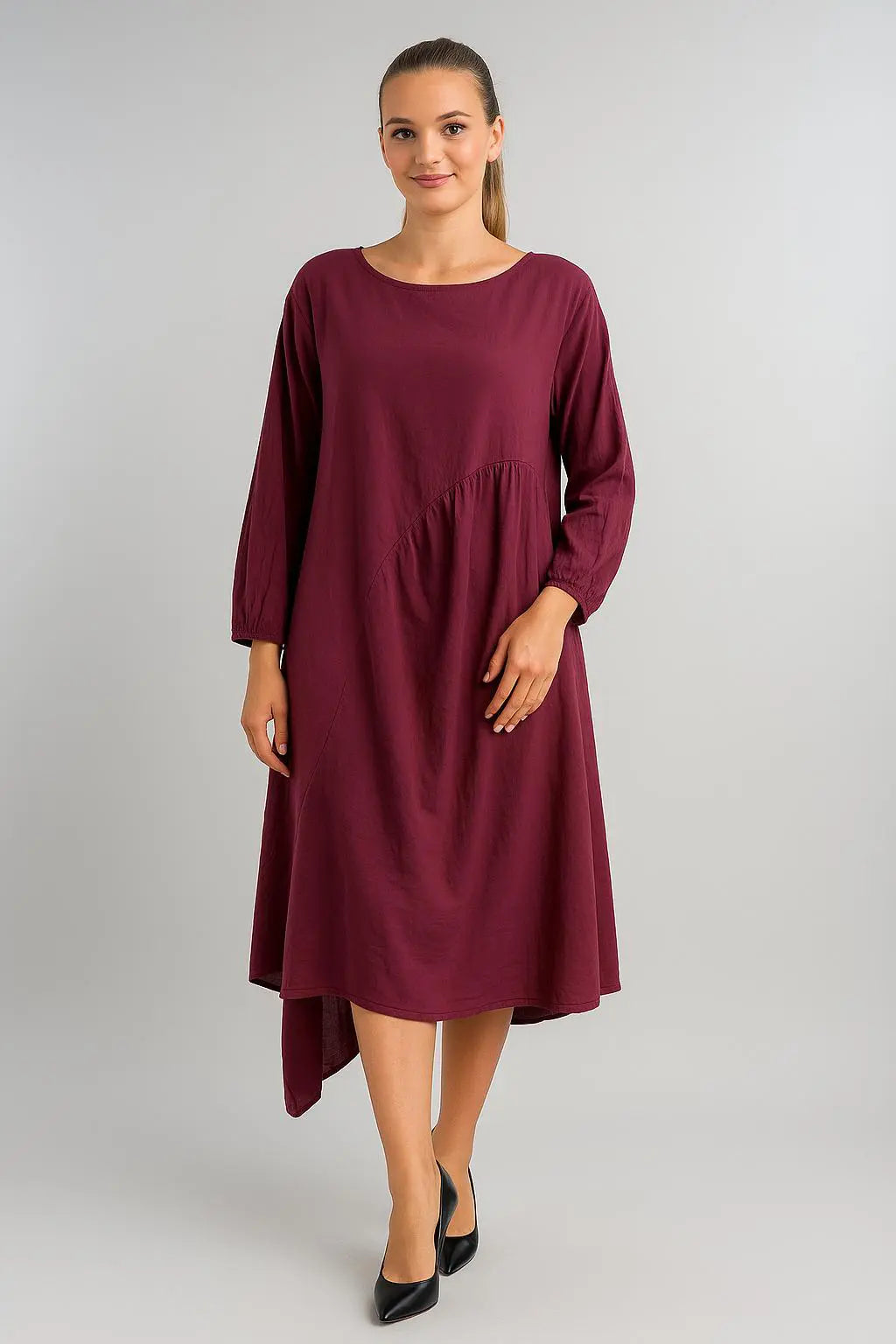 Made in Italy Cotton Pleat Side Dress
